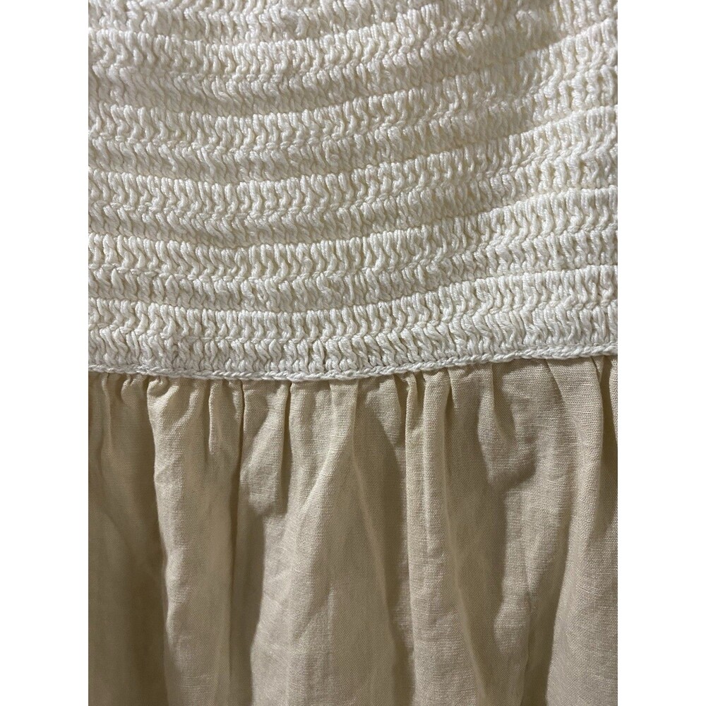 Zara Boho Crochet Ivory Knit Bodice and Linen Blend Flowy Skirt Size M - Picture 2 of 14